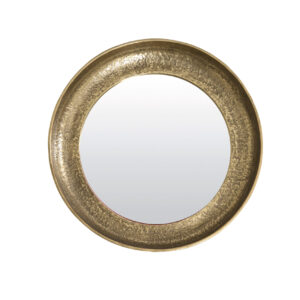 OKRĄGŁE LUSTRO DEKORACYJNE W ZŁOTEJ RAMIE – ELEGANCJA I LUKSUSOWY AKCENT WNĘTRZA