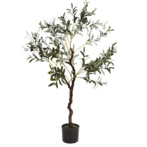Sztuczne drzewko oliwne 120 cm w czarnej doniczce – realistyczna ozdoba do wnętrz i ogrodu