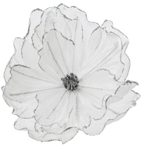 TIULOWY KWIAT NA KLIPSIE – delikatna, biała ozdoba do dekoracji choinki i nie tylko