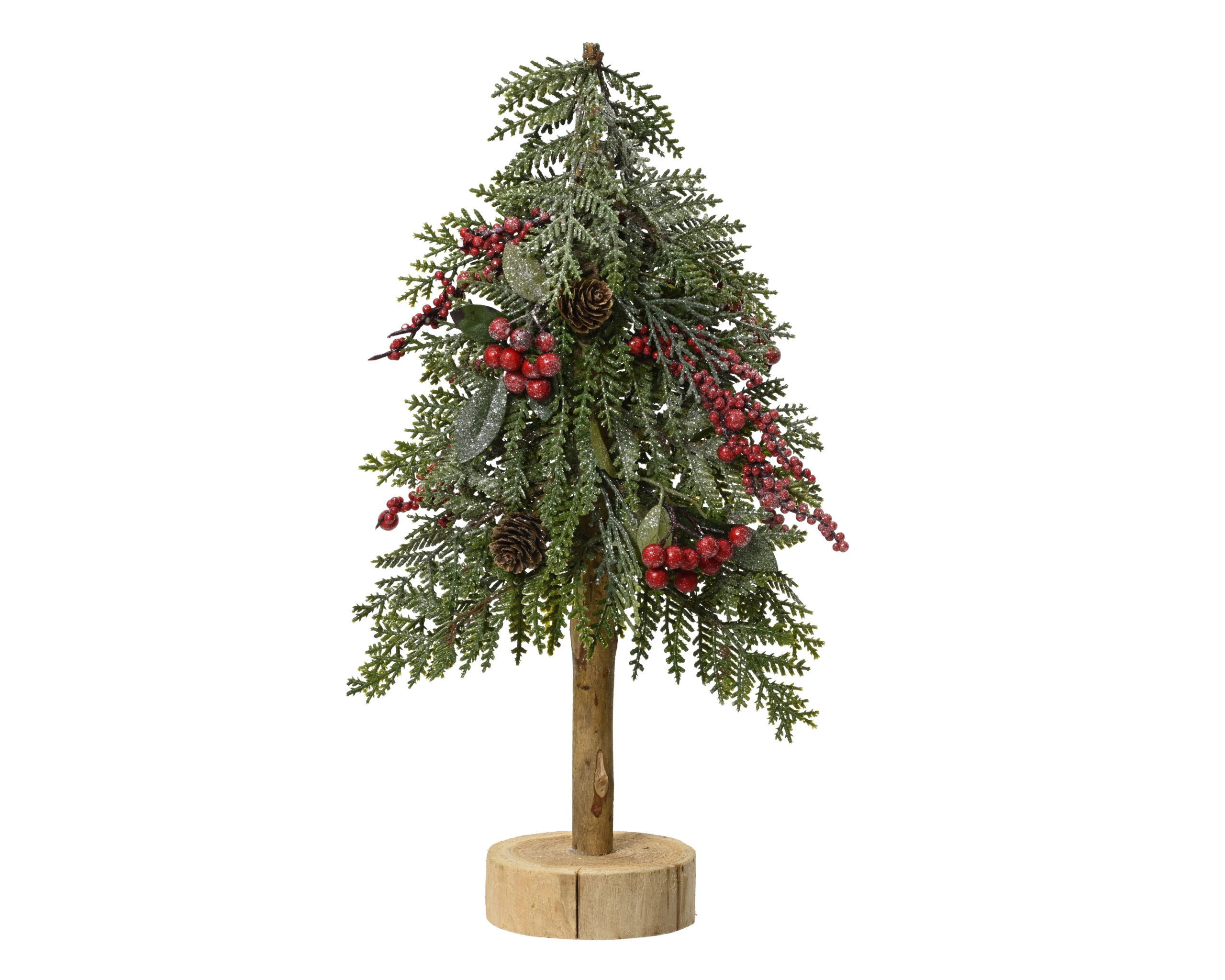 MINI CHOINKA NA PIENIU DREWNA 40 CM – JAK ŻYWA Z JAGODAMI I SZYSZKAMI MINI CHOINKA NA PIENIU DREWNA 40 CM – JAK ŻYWA Z JAGODAMI I SZYSZKAMI